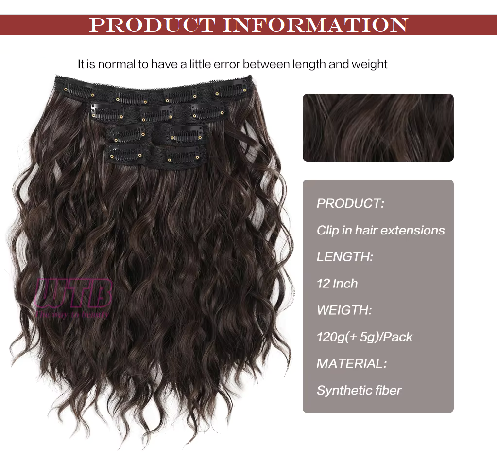 12" Wavy Curly Clip-ins (4pcs) My Store