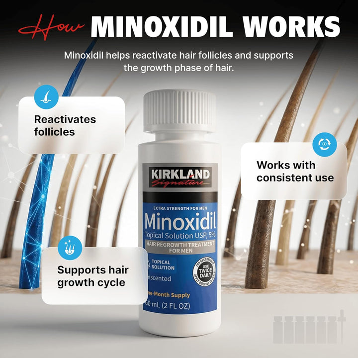 Kirkland Minoxidil 5% Extra Strength – 6 Month Hair Regrowth Supply for Men