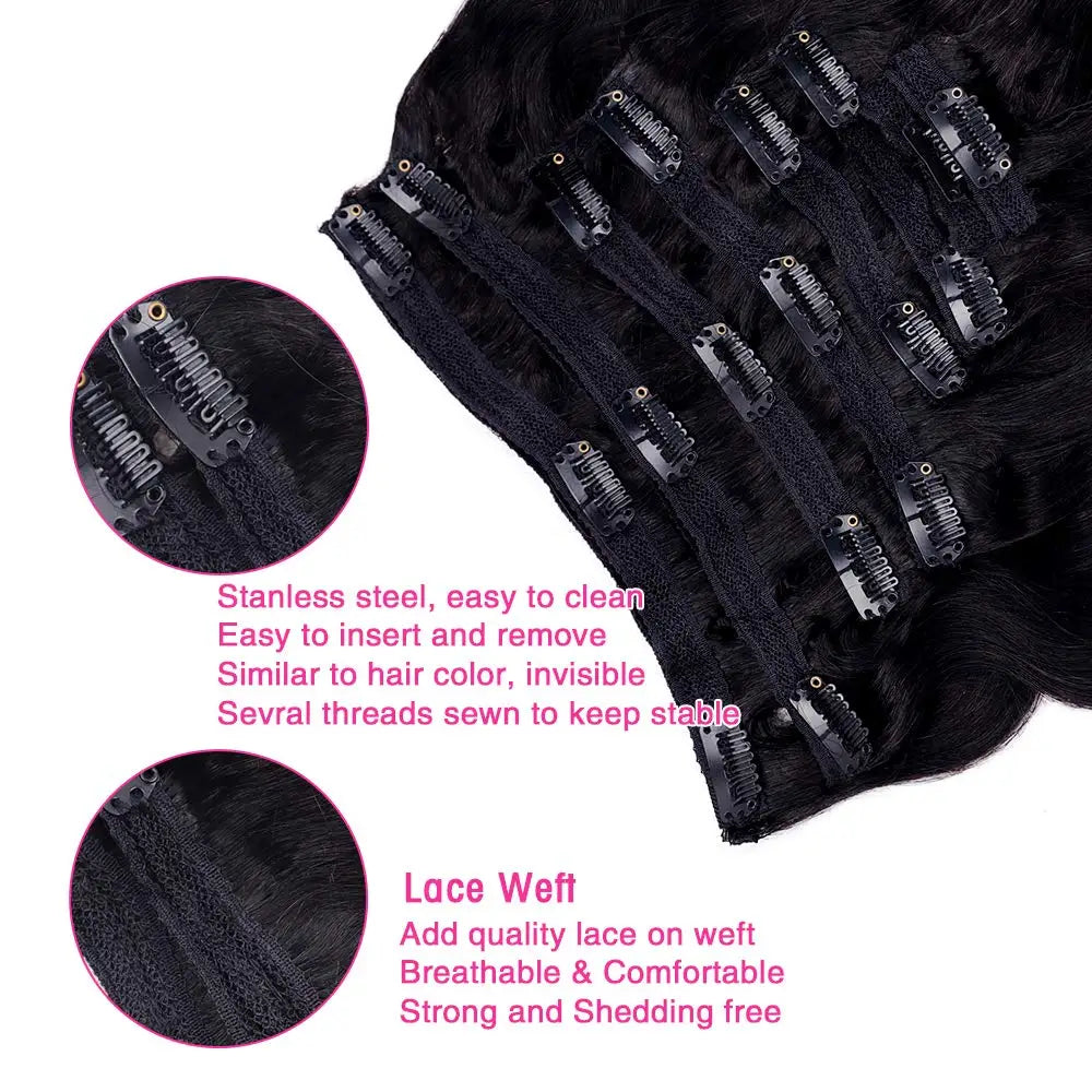 Body Wave Clip-In Hair Extensions – Double Weft 120g Brazilian Remy