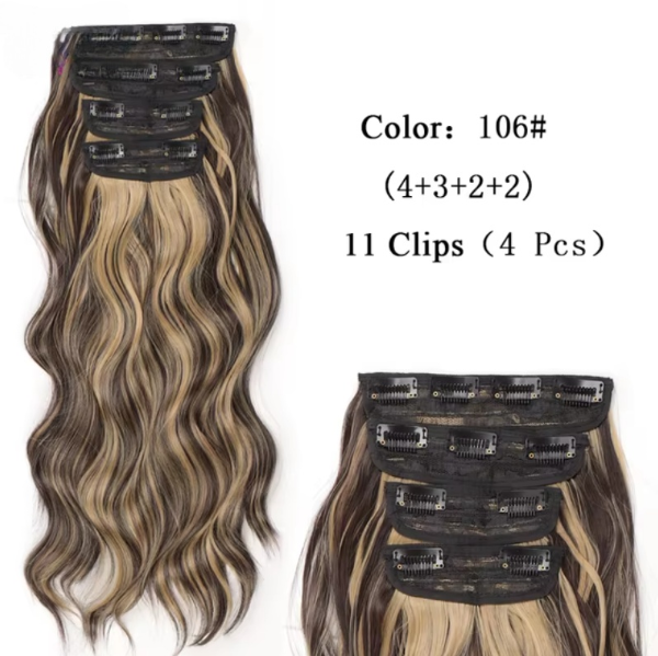 20" Wavy Black/Brown Heat-Resistant Clip-ins (4pcs) My Store