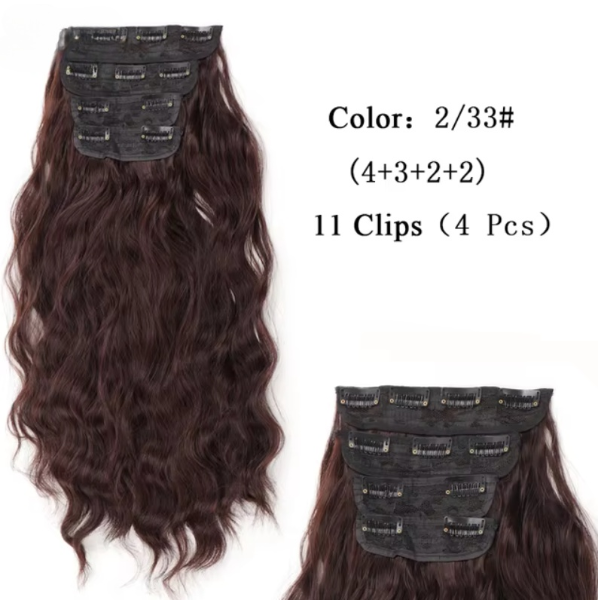 20" Wavy Black/Brown Heat-Resistant Clip-ins (4pcs) My Store