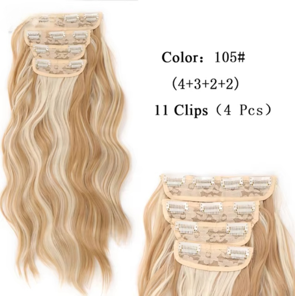 20" Wavy Black/Brown Heat-Resistant Clip-ins (4pcs) My Store