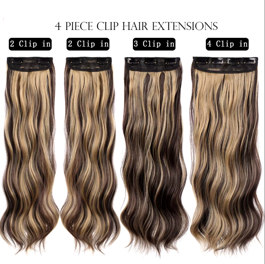 20" Wavy Black/Brown Heat-Resistant Clip-ins (4pcs) My Store