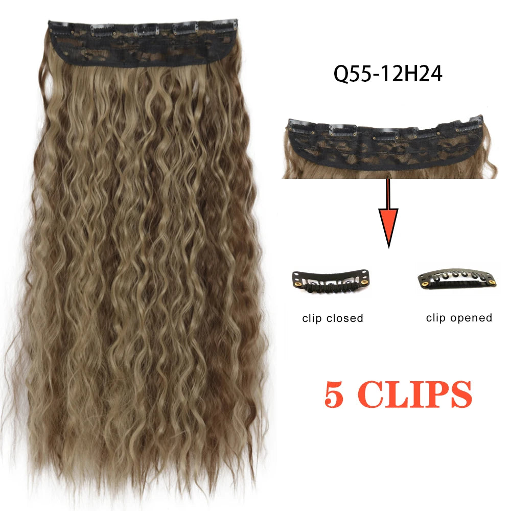 22" Long Wave Black/Brown Clip-ins (5pcs) My Store