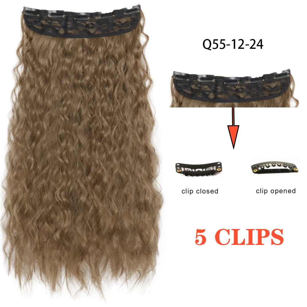 22" Long Wave Black/Brown Clip-ins (5pcs) My Store