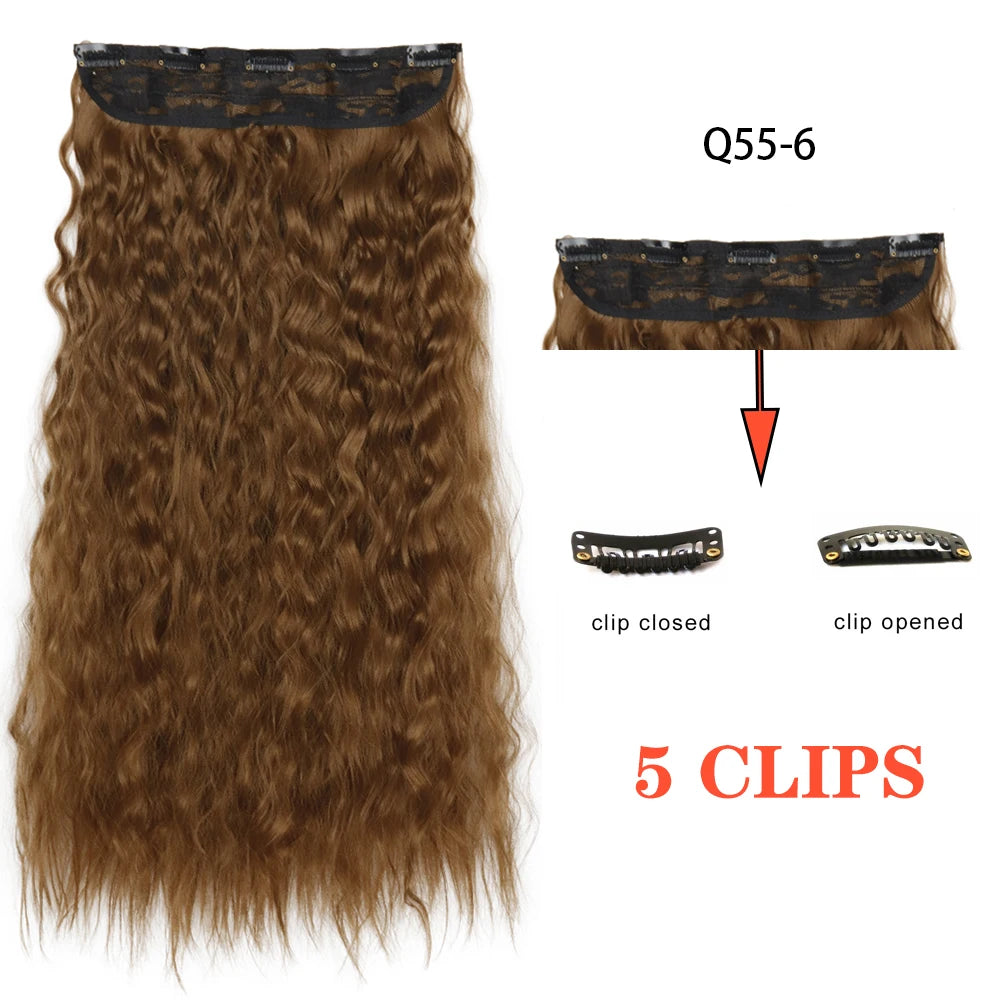 22" Long Wave Black/Brown Clip-ins (5pcs) My Store