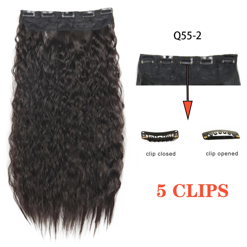 22" Long Wave Black/Brown Clip-ins (5pcs) My Store