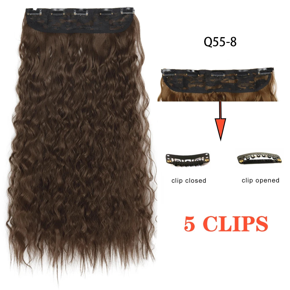 22" Long Wave Black/Brown Clip-ins (5pcs) My Store