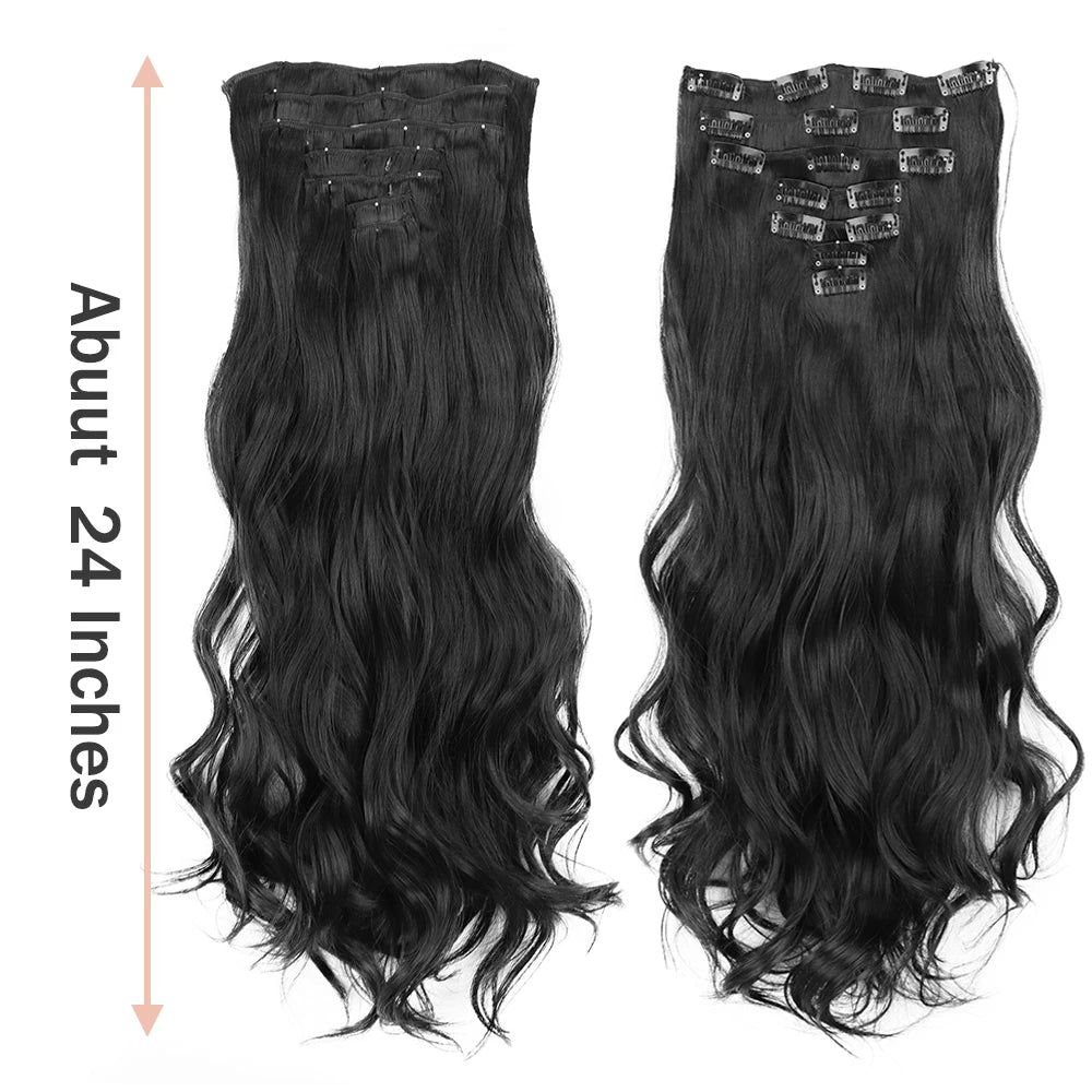 24" Wavy Black/Brown Clip-ins (7pcs) My Store