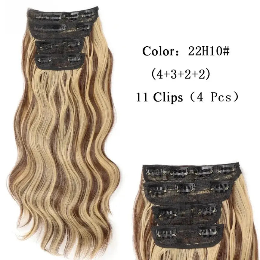 20" Wavy Black/Brown Heat-Resistant Clip-ins (4pcs) My Store