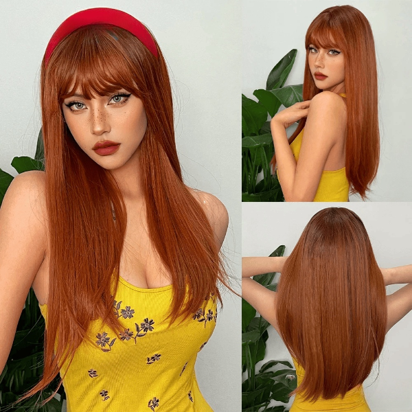 Long Straight Black Cosplay Wig with Bangs My Store