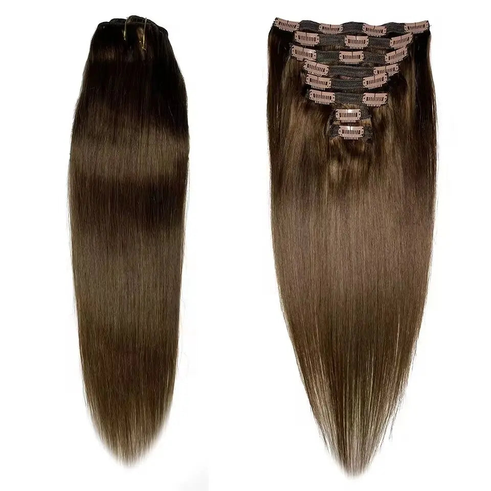 Straight Clip-In Hair Extensions – 120g Brazilian Remy