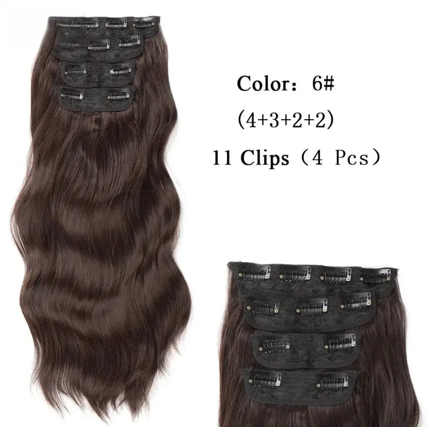 20" Wavy Black/Brown Heat-Resistant Clip-ins (4pcs) My Store