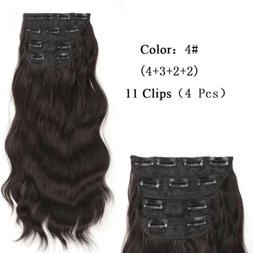 20" Wavy Black/Brown Heat-Resistant Clip-ins (4pcs) My Store