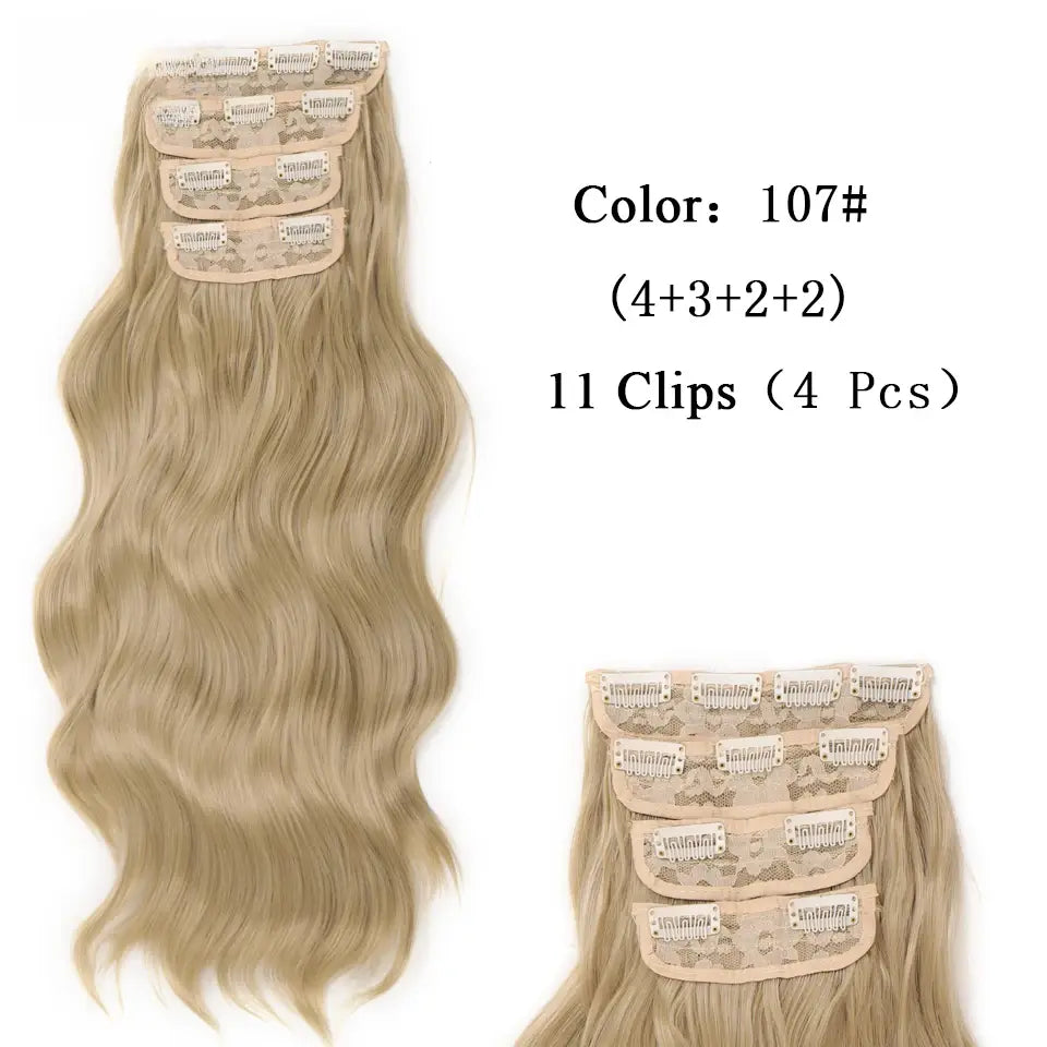 20" Wavy Black/Brown Heat-Resistant Clip-ins (4pcs) My Store