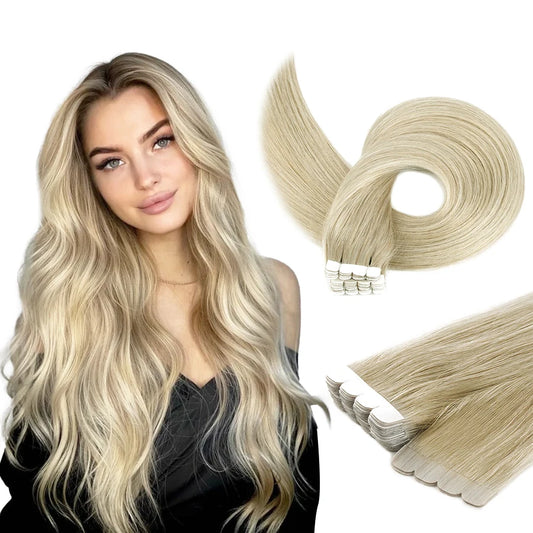 Mini Tape Ins made of Real Remy Human Hair available in lengths from 12 to 20 inches, ideal for adding volume and seamless blending to your hairstyle