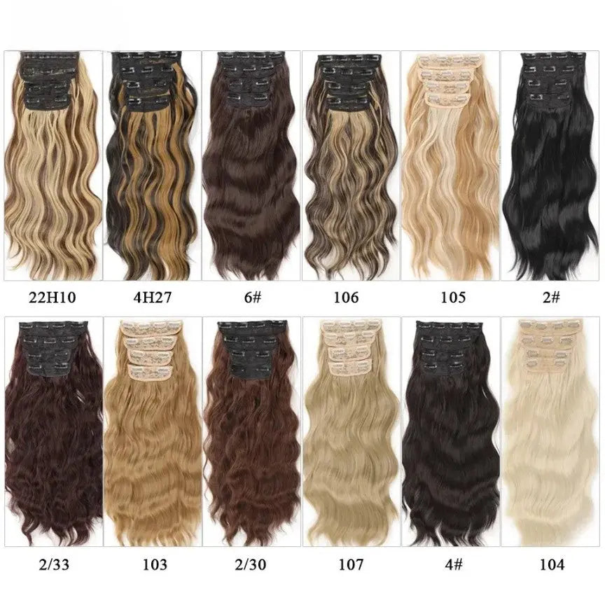 20" Wavy Black/Brown Heat-Resistant Clip-ins (4pcs) My Store