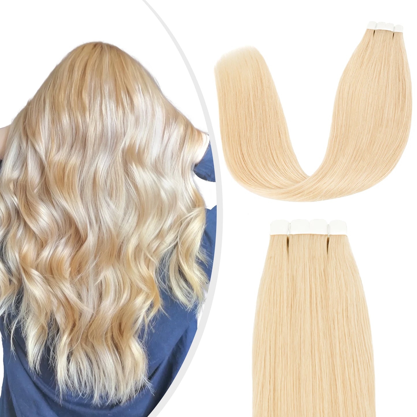 Straight Remy Tape-in Hair Extensions designed for salon use, offering high-quality, natural-looking length and volume for professional styling