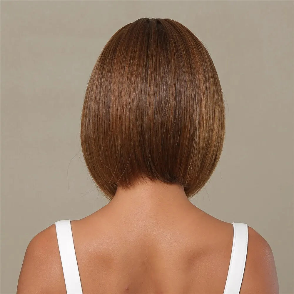 Honey Brown Short Bob Wig with Bangs My Store