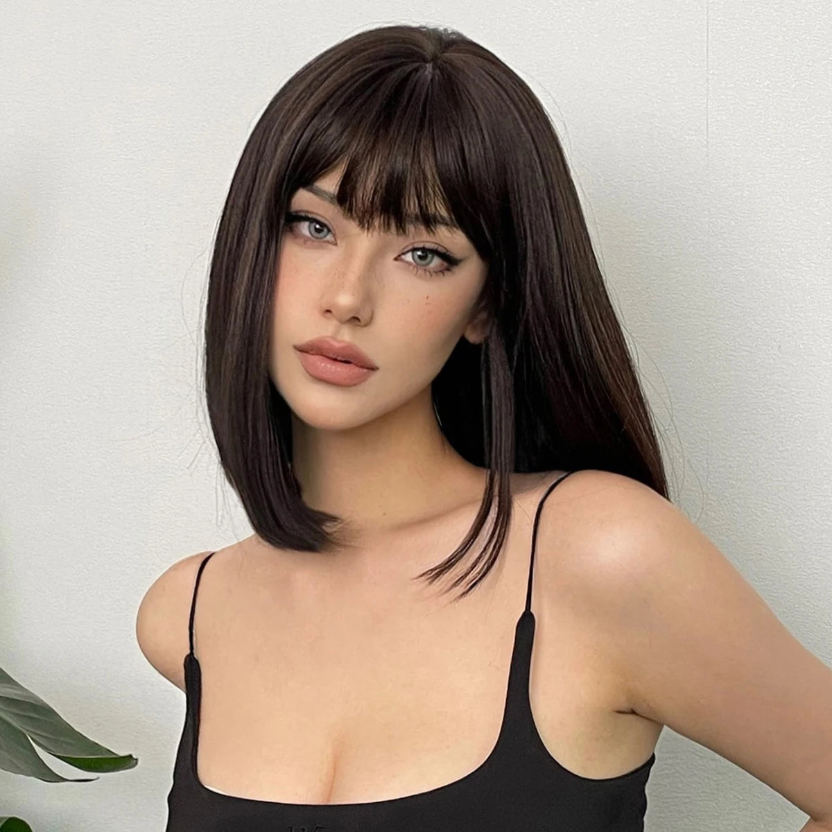 Black Brown Bob Wig with Bangs My Store