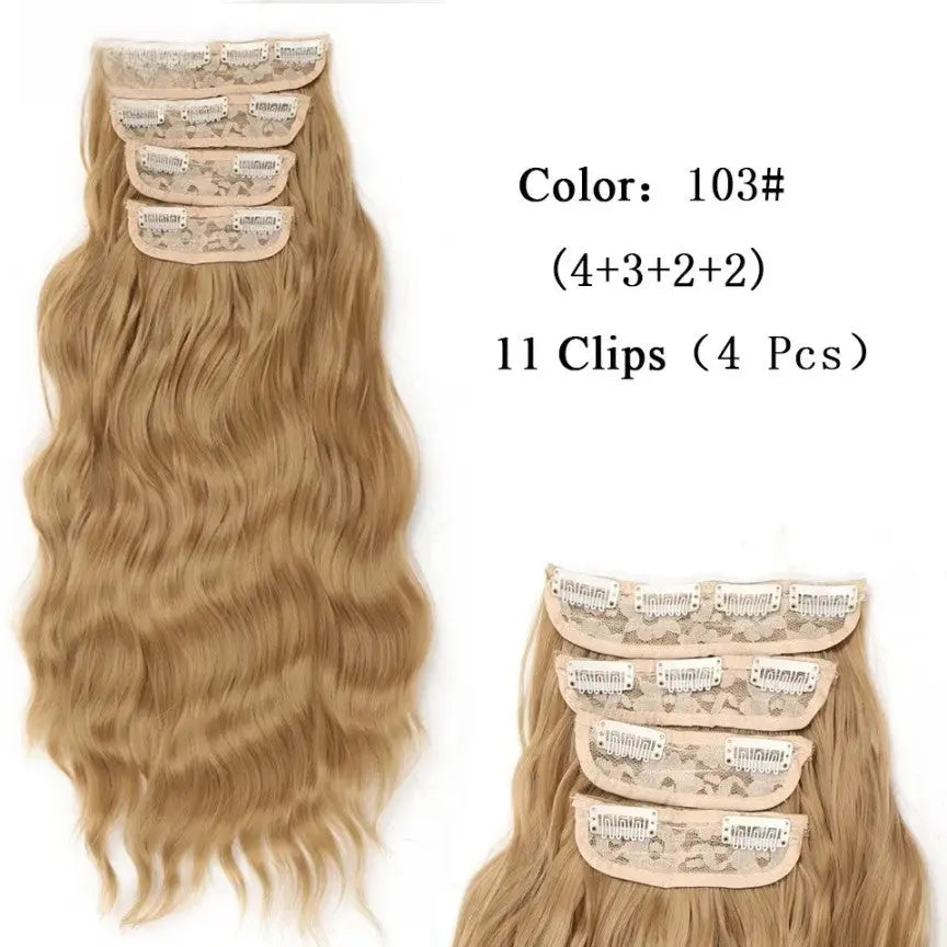 20" Wavy Black/Brown Heat-Resistant Clip-ins (4pcs) My Store