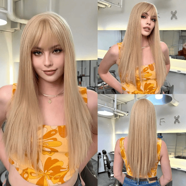 Long Straight Black Cosplay Wig with Bangs My Store