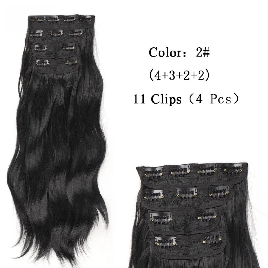 20" Wavy Black/Brown Heat-Resistant Clip-ins (4pcs) My Store