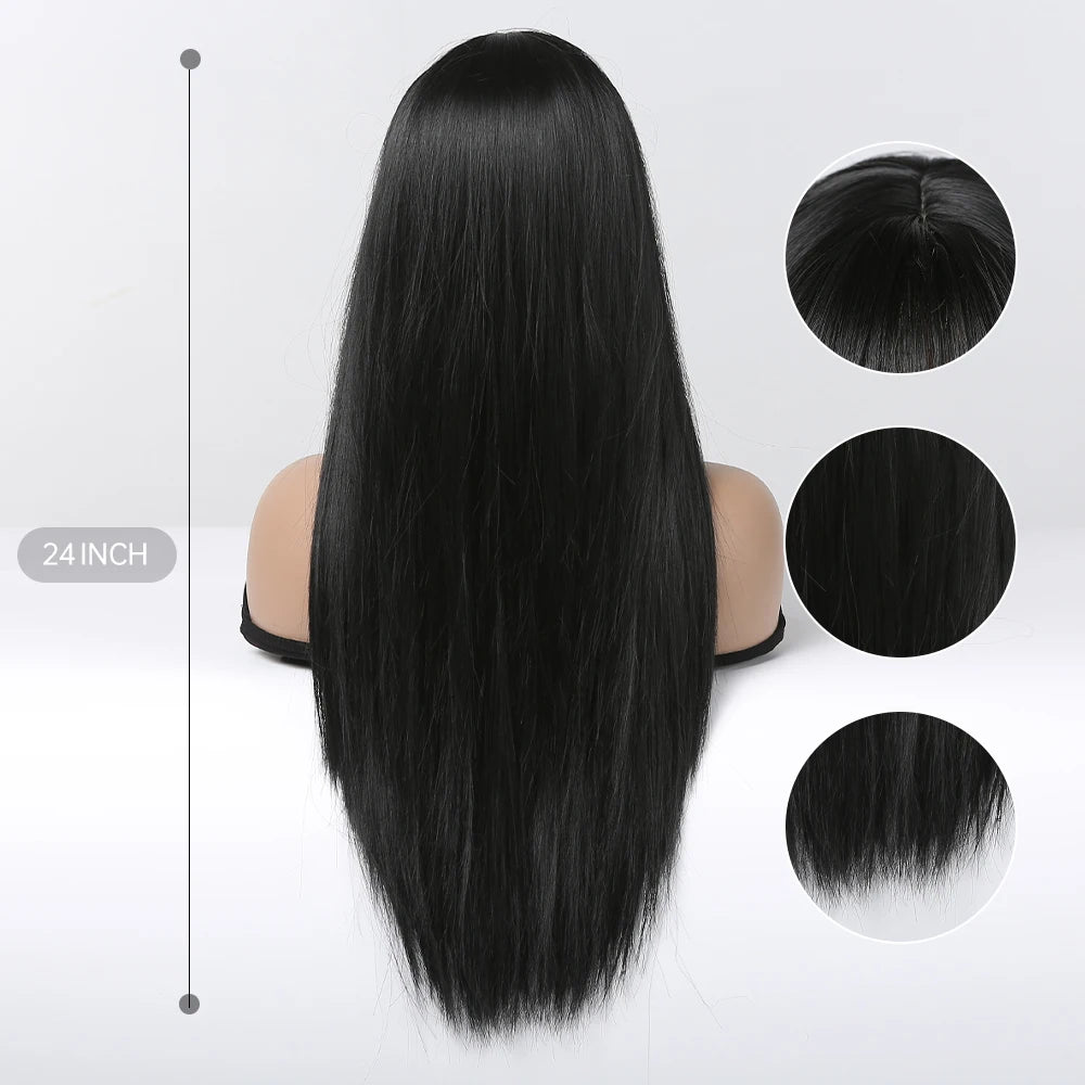 Long Straight Black Cosplay Wig with Bangs My Store