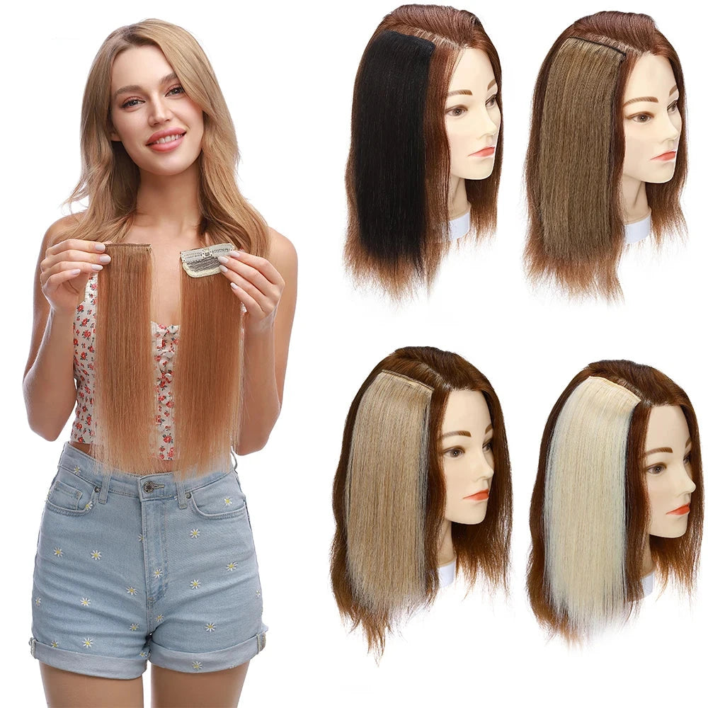 1 Pcs Invisible Clip-In Human Hair Volume Pads – 100% Remy One Piece with 2 Clips My Store