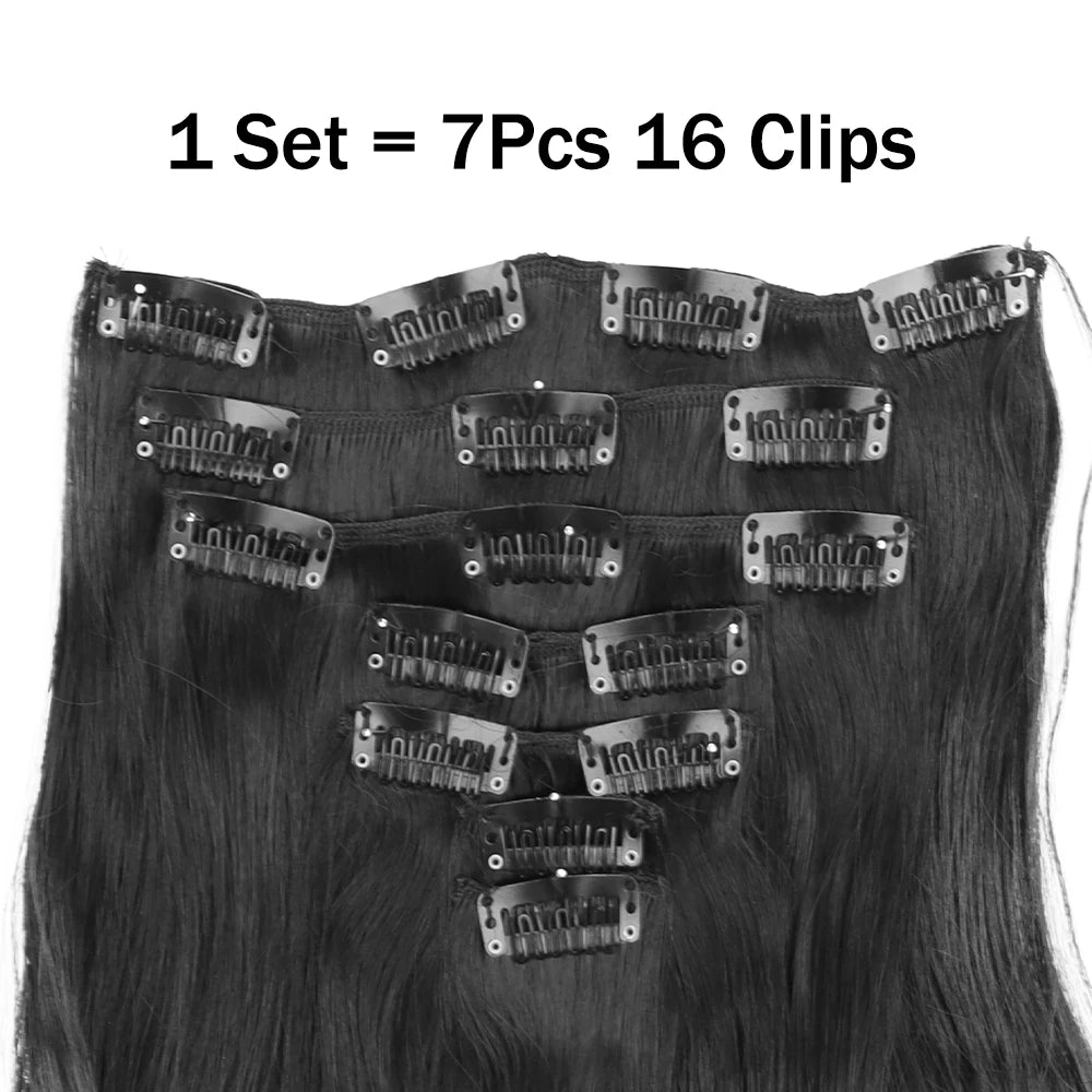 24" Wavy Black/Brown Clip-ins (7pcs) My Store