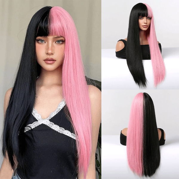 Long Straight Black Cosplay Wig with Bangs My Store