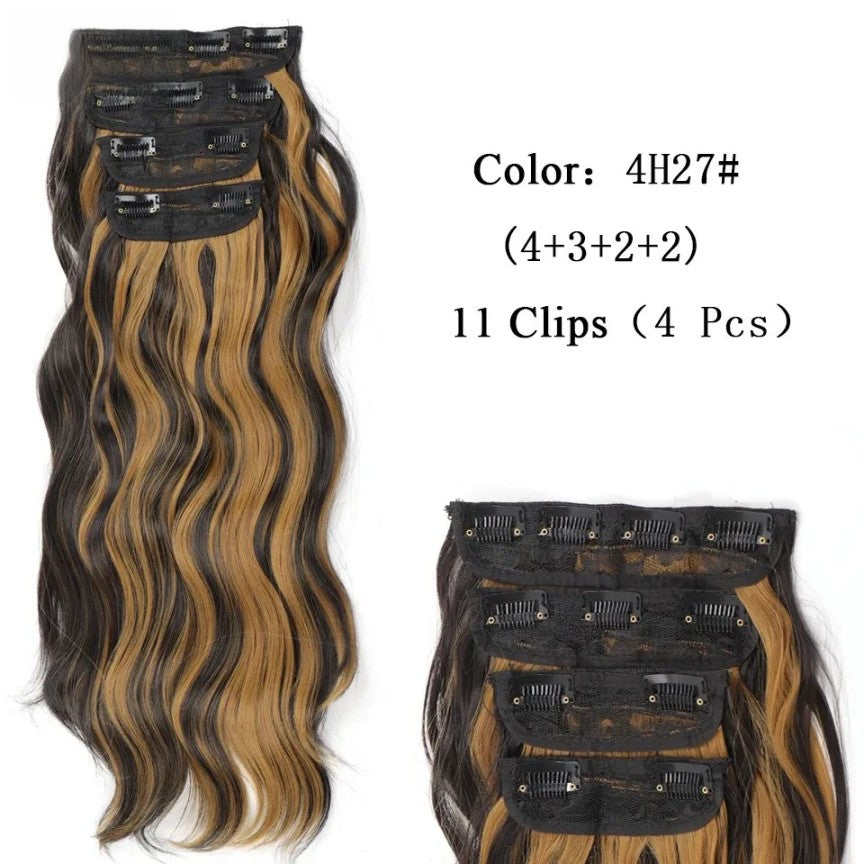 20" Wavy Black/Brown Heat-Resistant Clip-ins (4pcs) My Store