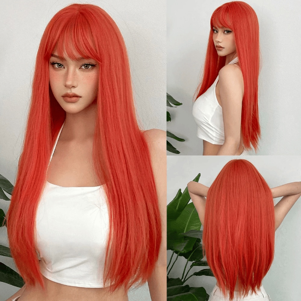 Long Straight Black Cosplay Wig with Bangs My Store