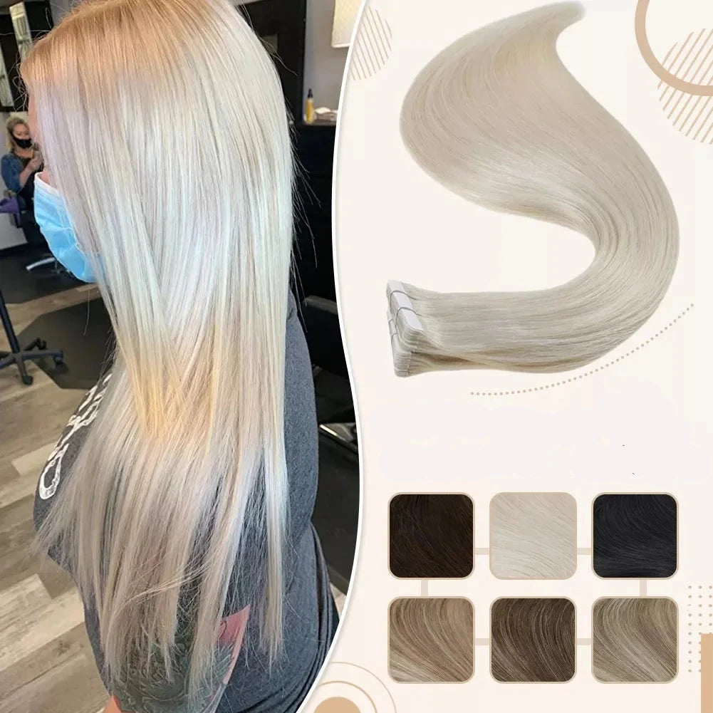 22"-24" Blonde Silky Tape-In 100% Remy Human Hair My Store