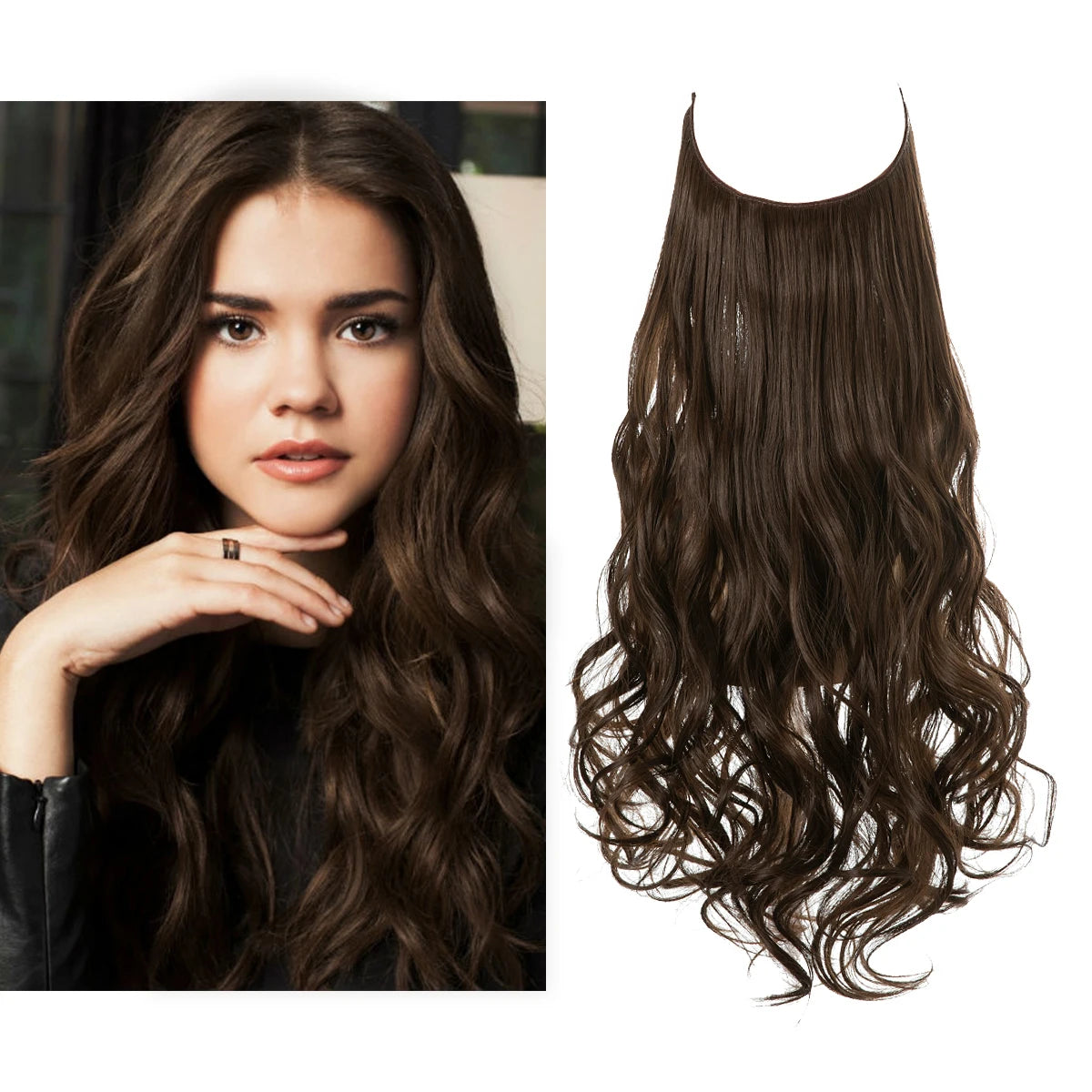 No-Clip Wavy Halo Hair Extensions – Ombre & Natural Shades