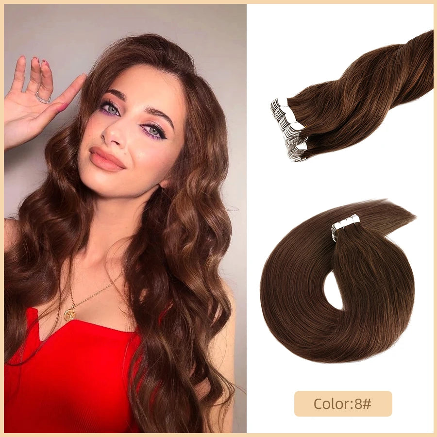 Blonde Ombre Tape-in Hair Extensions available in lengths from 16 to 24 inches, designed for a seamless gradient effect and easy application